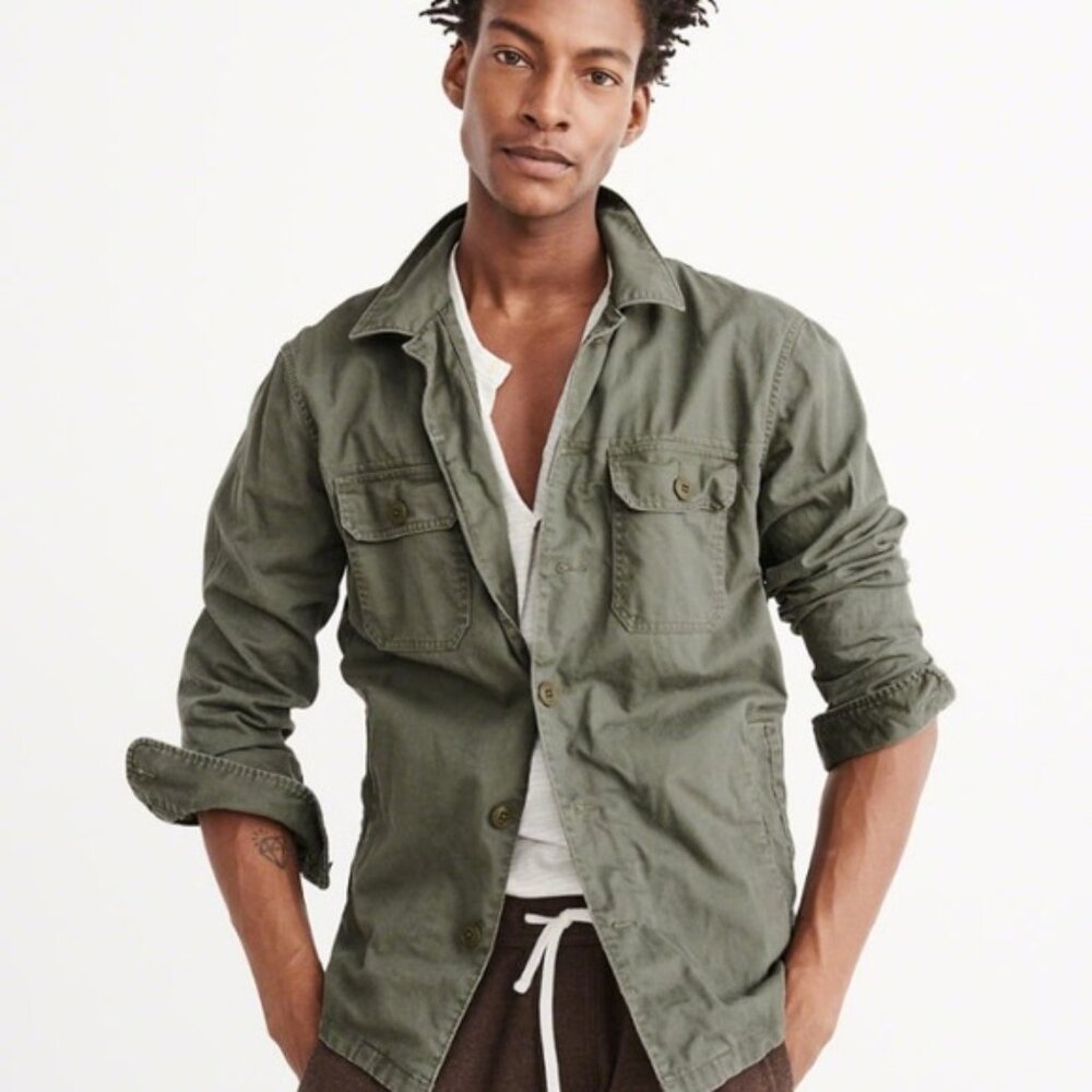 Abercrombie Military Shirt Jacket Olive Medium